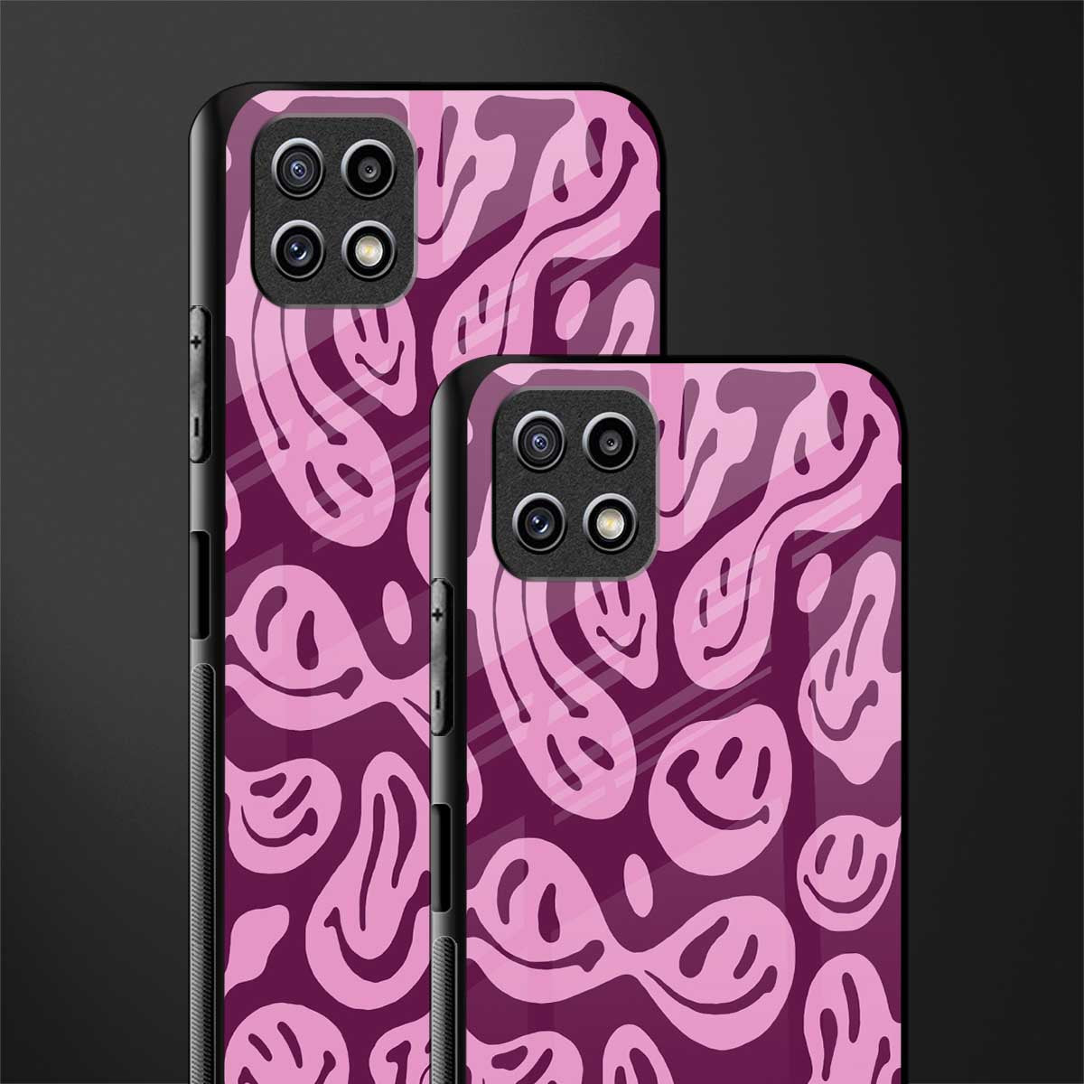 acid smiles grape edition back phone cover | glass case for samsung galaxy f42