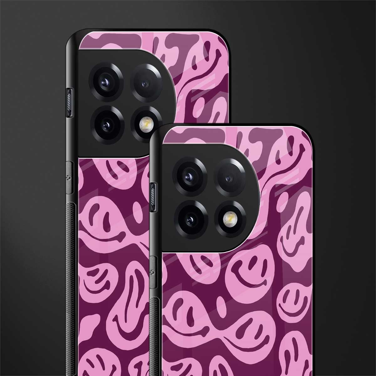 acid smiles grape edition back phone cover | glass case for oneplus 11r