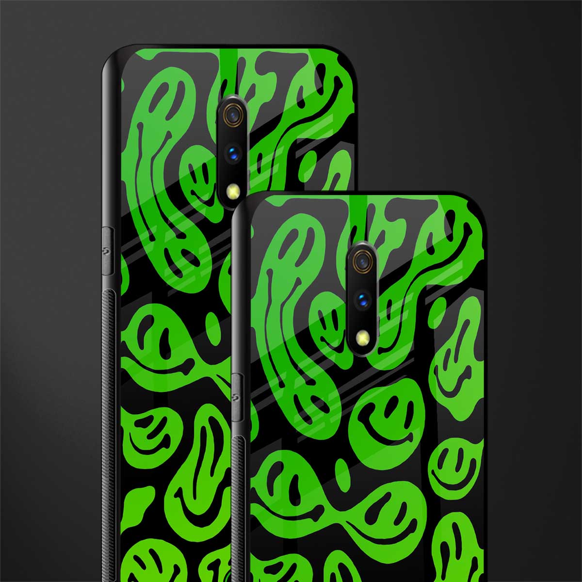 acid smiles neon green glass case for oppo k3 image-2