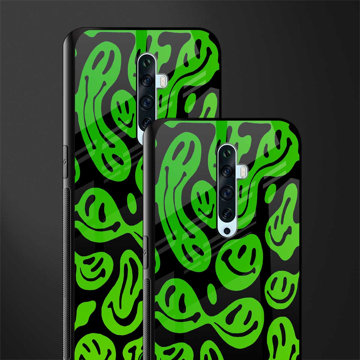 acid smiles neon green glass case for oppo reno 2z image-2