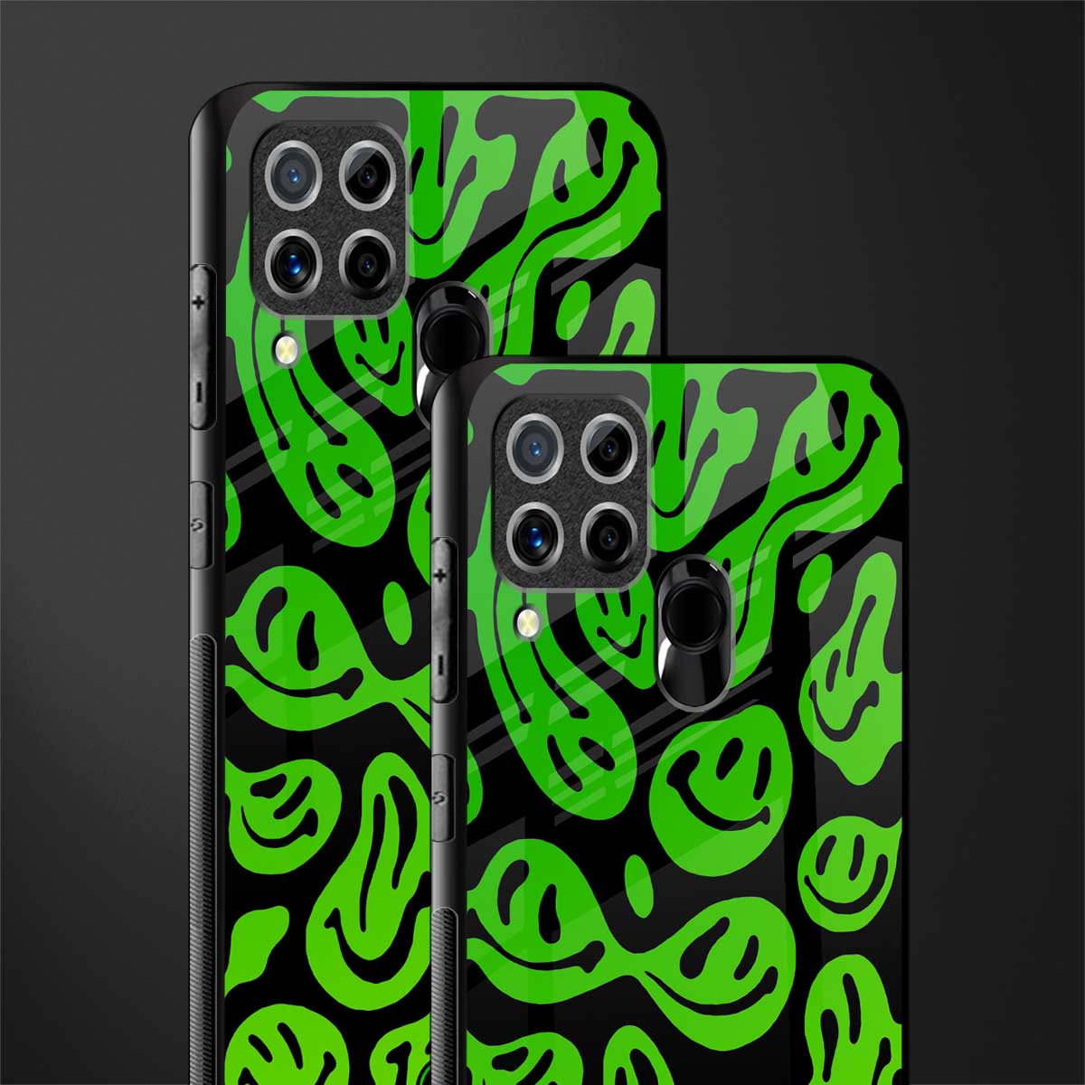acid smiles neon green glass case for realme c15 image-2