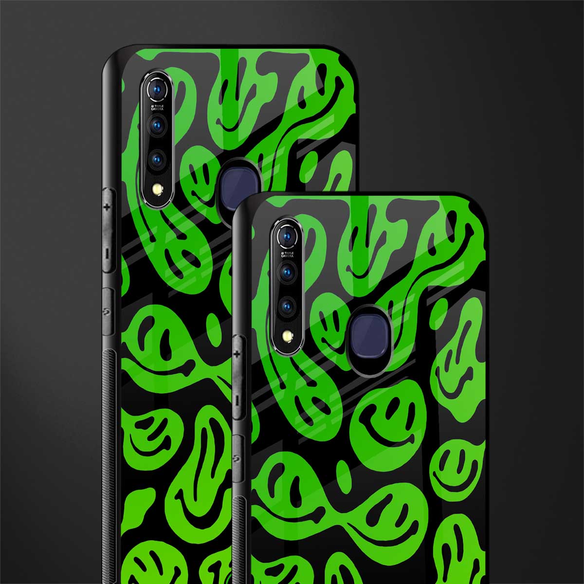 acid smiles neon green glass case for vivo z1 pro image-2