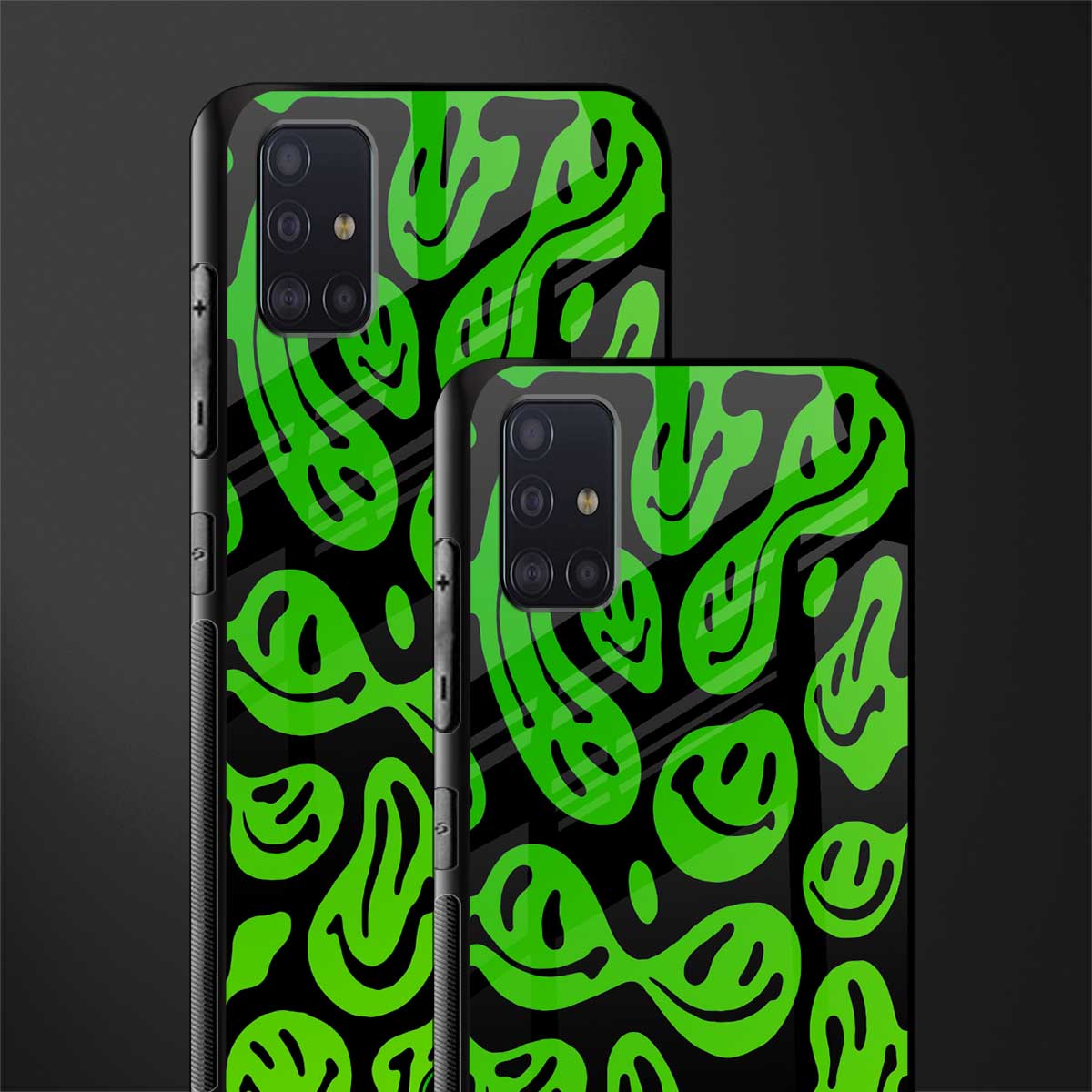 acid smiles neon green glass case for samsung galaxy a71 image-2