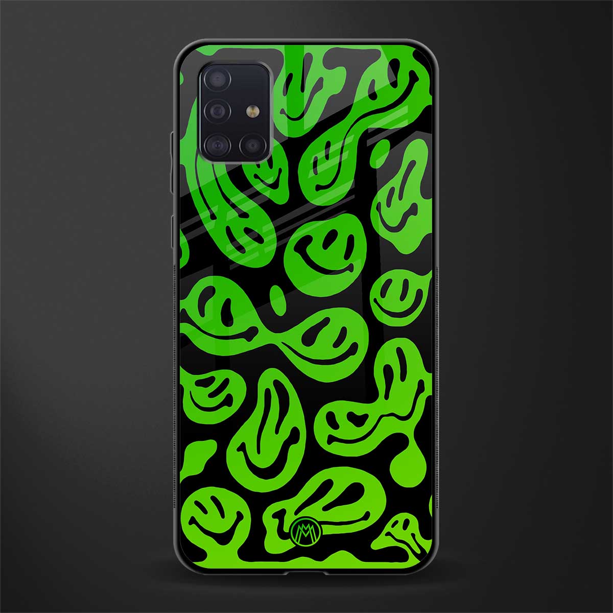 acid smiles neon green glass case for samsung galaxy a71 image