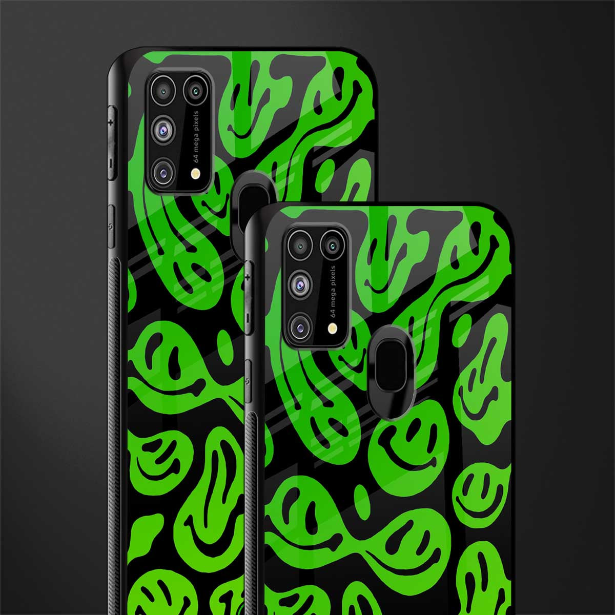 acid smiles neon green glass case for samsung galaxy m31 prime edition image-2