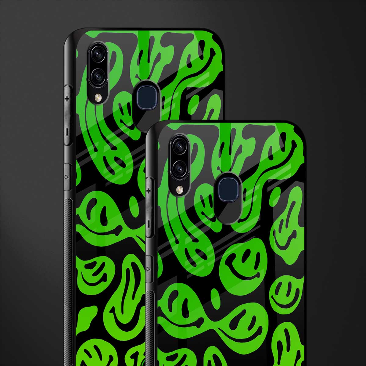acid smiles neon green glass case for samsung galaxy a30 image-2