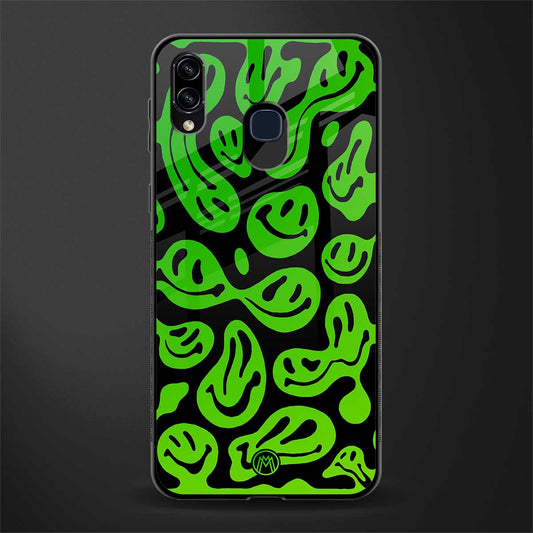 acid smiles neon green glass case for samsung galaxy a20 image