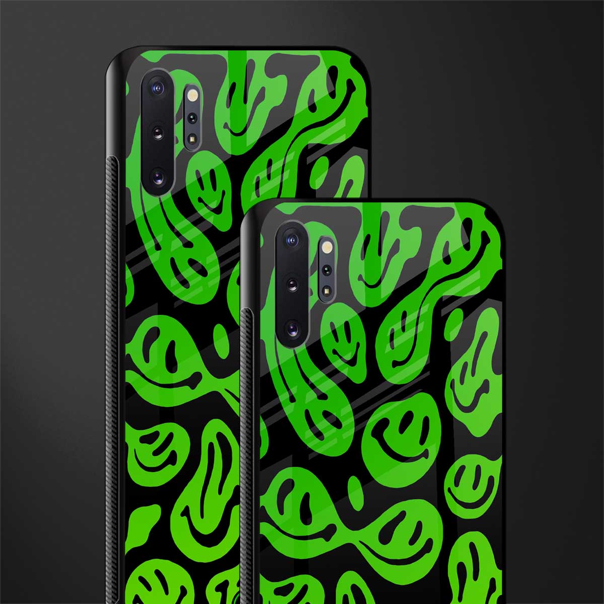 acid smiles neon green glass case for samsung galaxy note 10 plus image-2