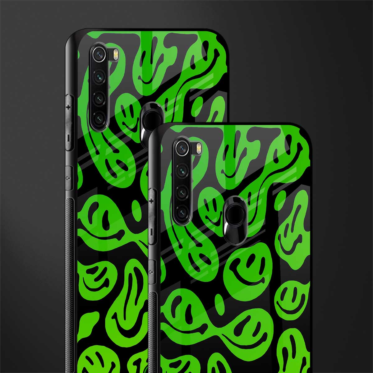 acid smiles neon green glass case for redmi note 8 image-2
