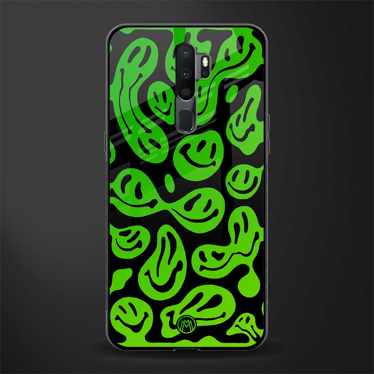 acid smiles neon green glass case for oppo a5 2020 image