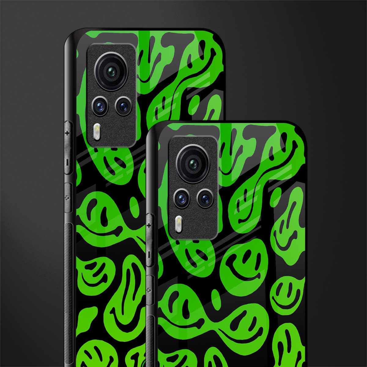 acid smiles neon green glass case for vivo x60 pro image-2