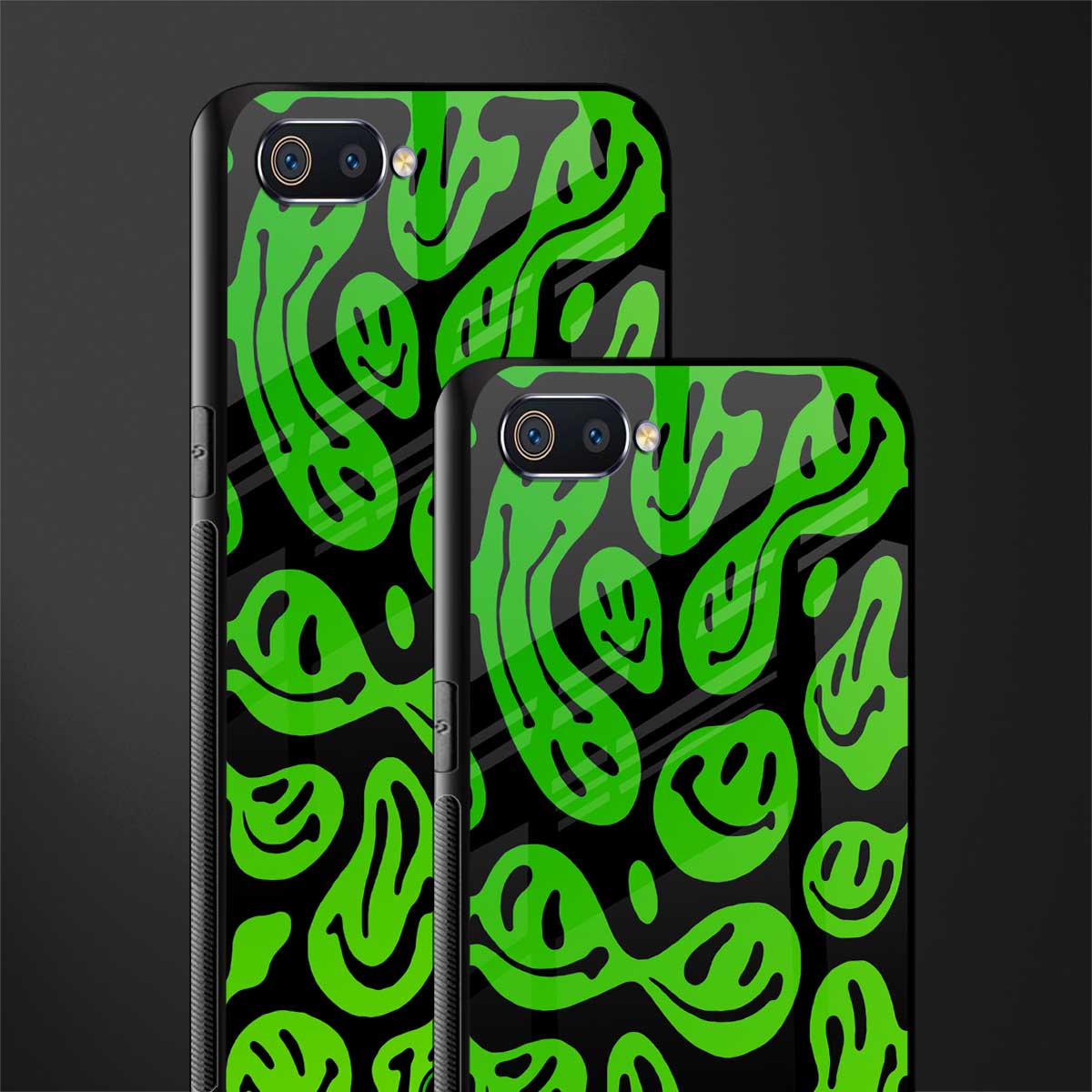 acid smiles neon green glass case for realme c2 image-2