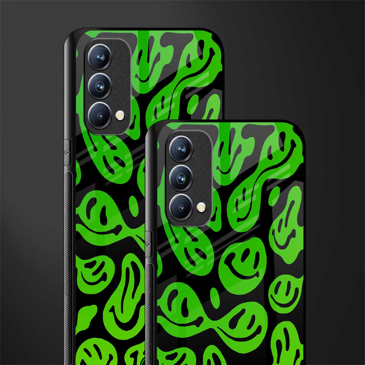 acid smiles neon green glass case for oppo f19 image-2