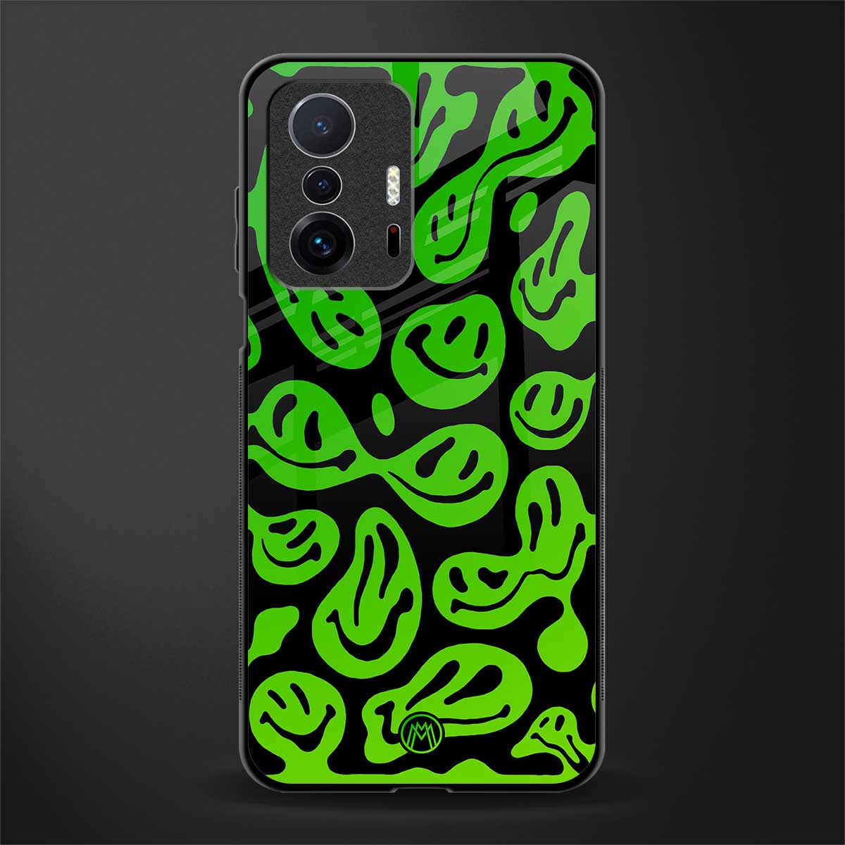 acid smiles neon green glass case for mi 11t pro 5g image