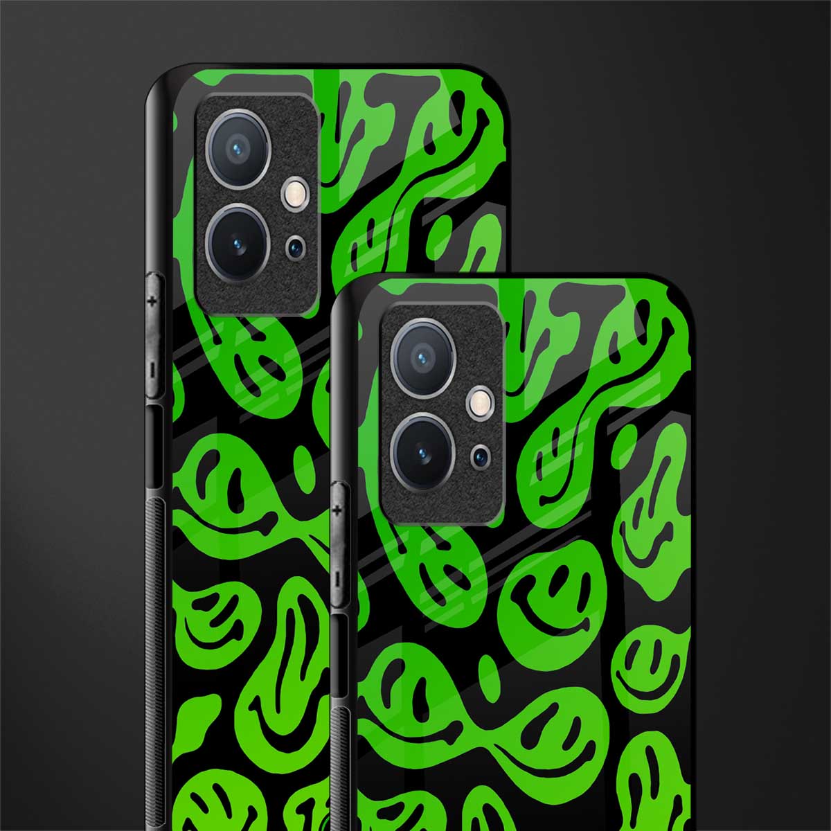 acid smiles neon green glass case for vivo y75 5g image-2