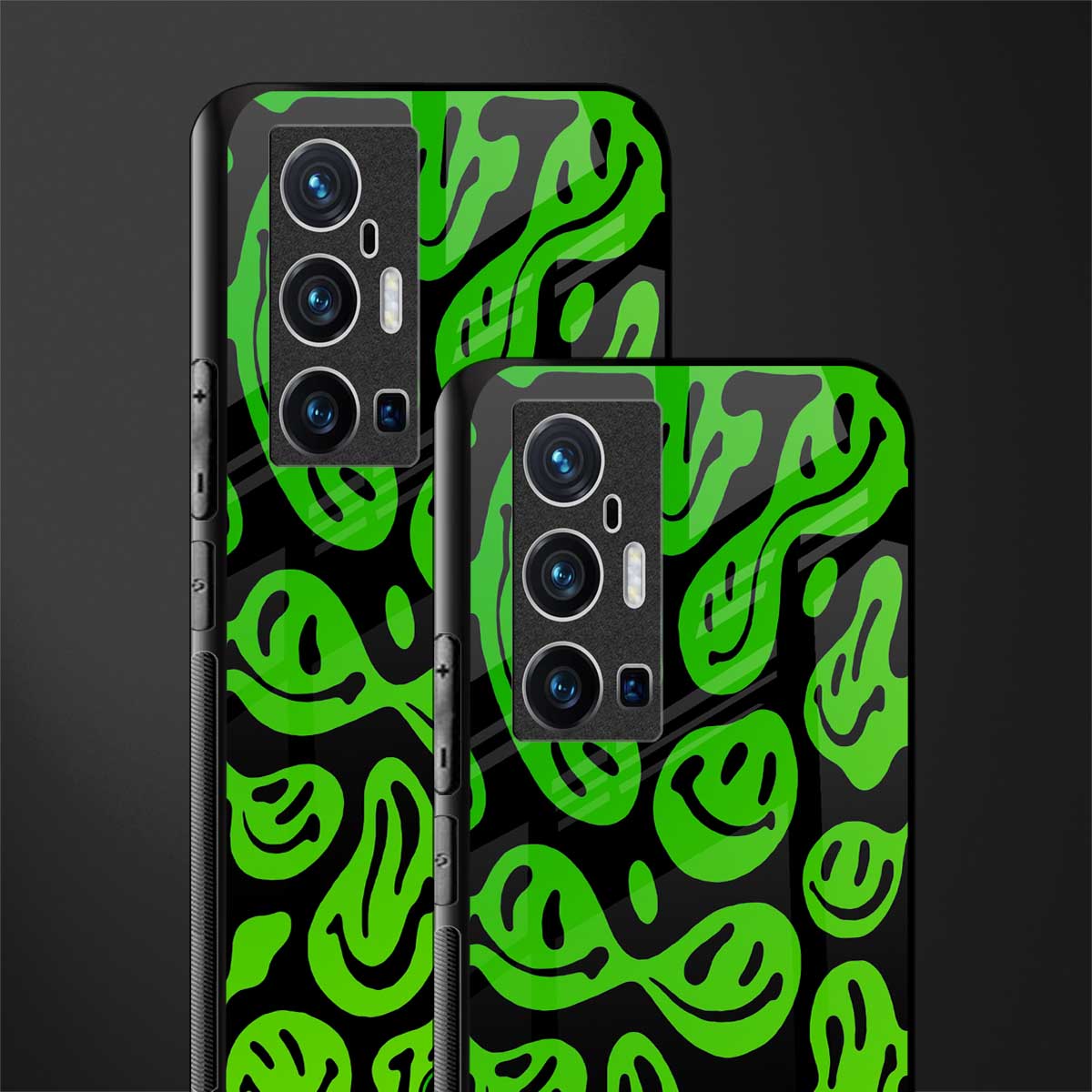 acid smiles neon green glass case for vivo x70 pro plus image-2