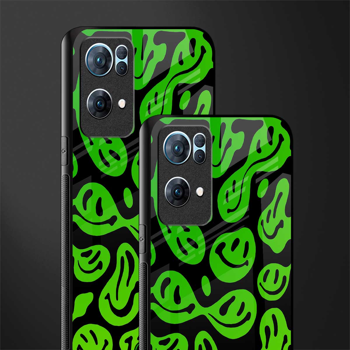 acid smiles neon green glass case for oppo reno7 pro 5g image-2