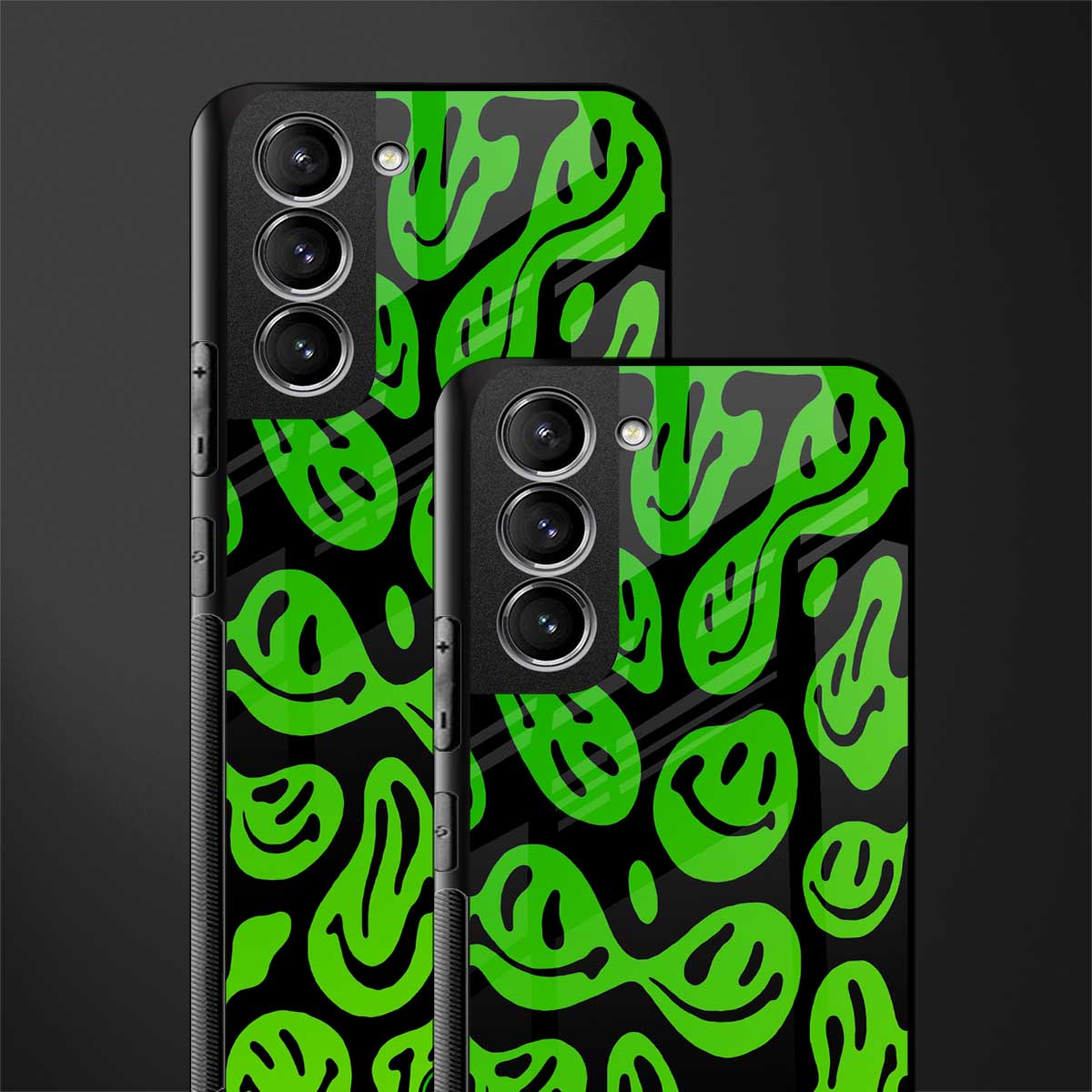 acid smiles neon green glass case for samsung galaxy s21 image-2
