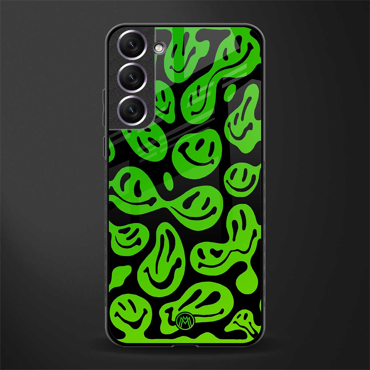 acid smiles neon green glass case for samsung galaxy s21 image