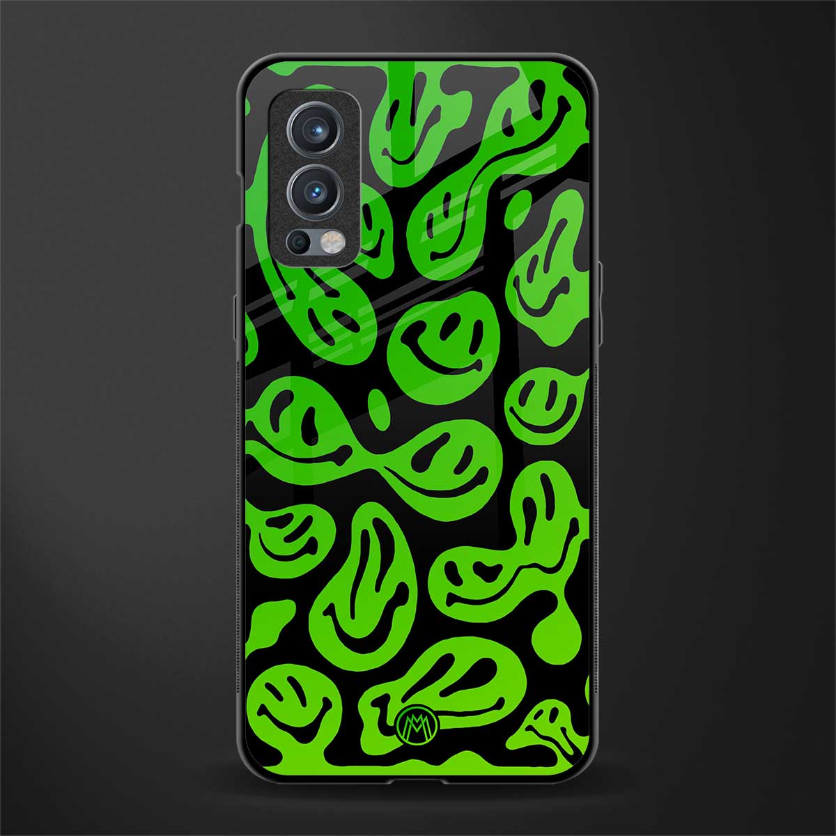 acid smiles neon green glass case for oneplus nord 2 5g image