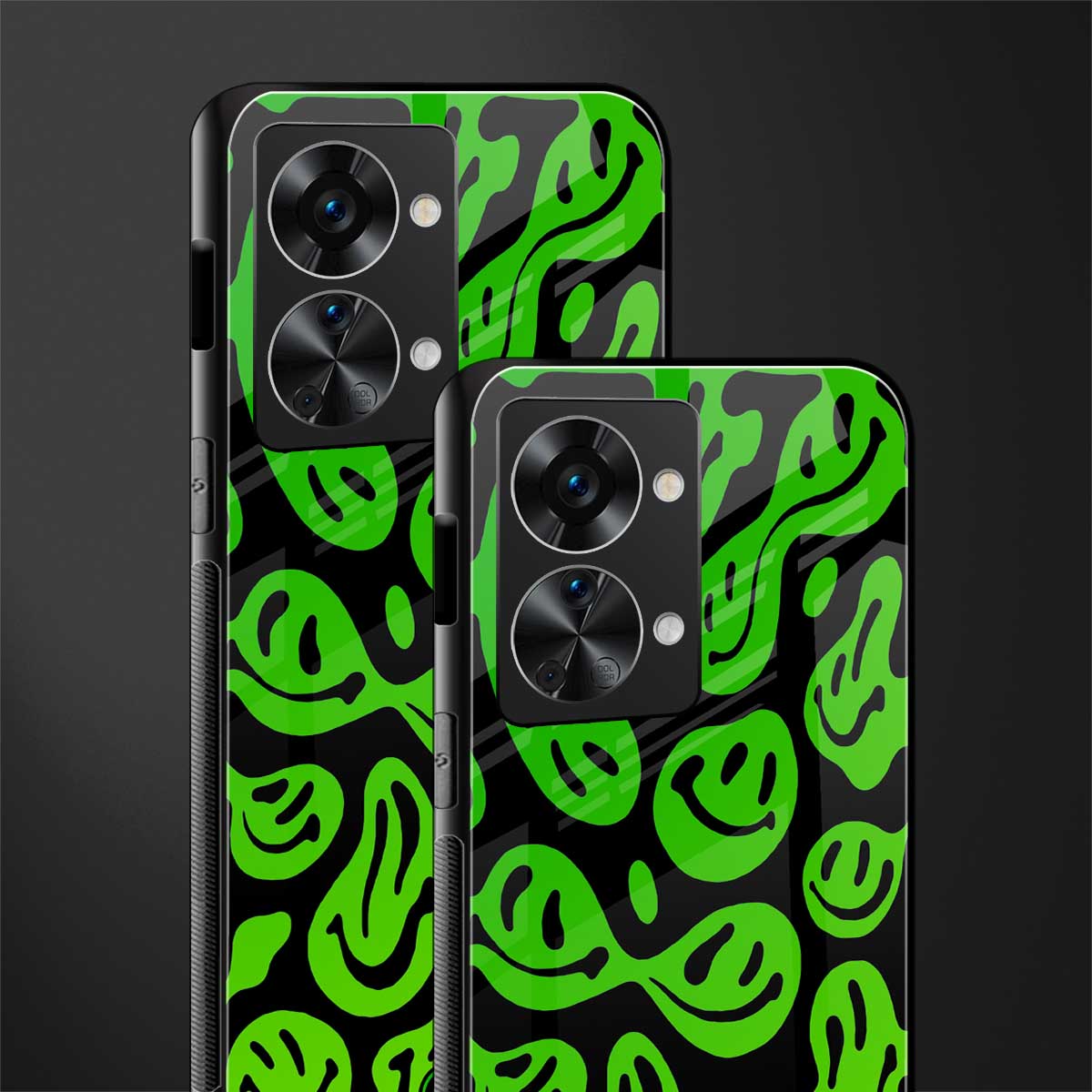 acid smiles neon green glass case for phone case | glass case for oneplus nord 2t 5g