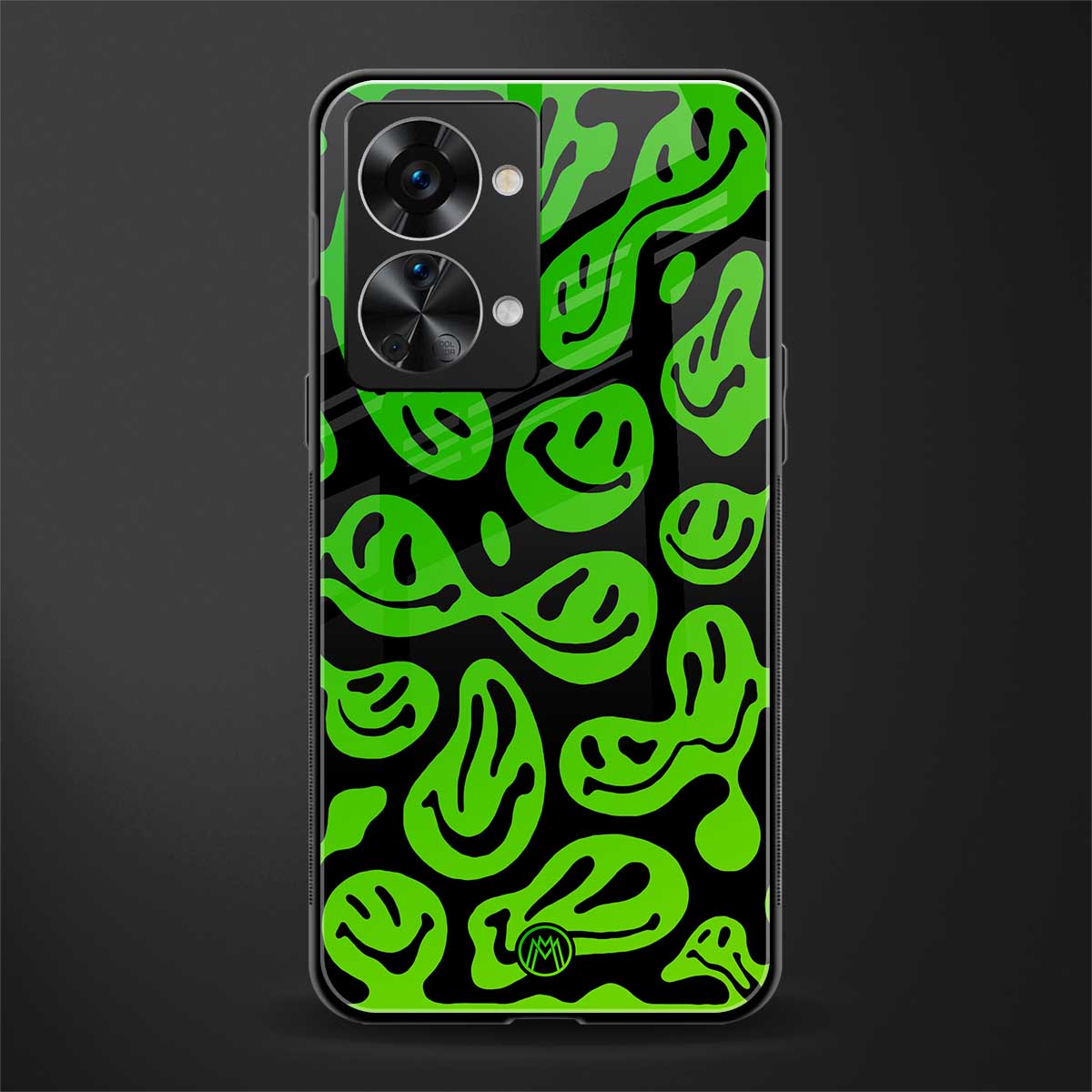 acid smiles neon green glass case for phone case | glass case for oneplus nord 2t 5g
