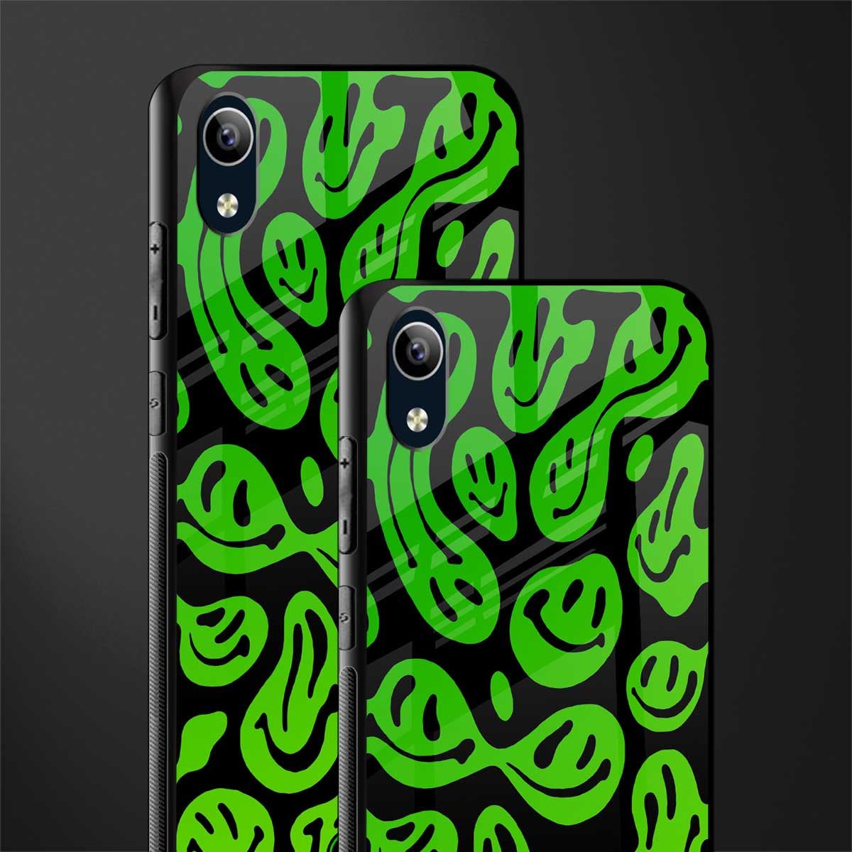 acid smiles neon green glass case for vivo y90 image-2