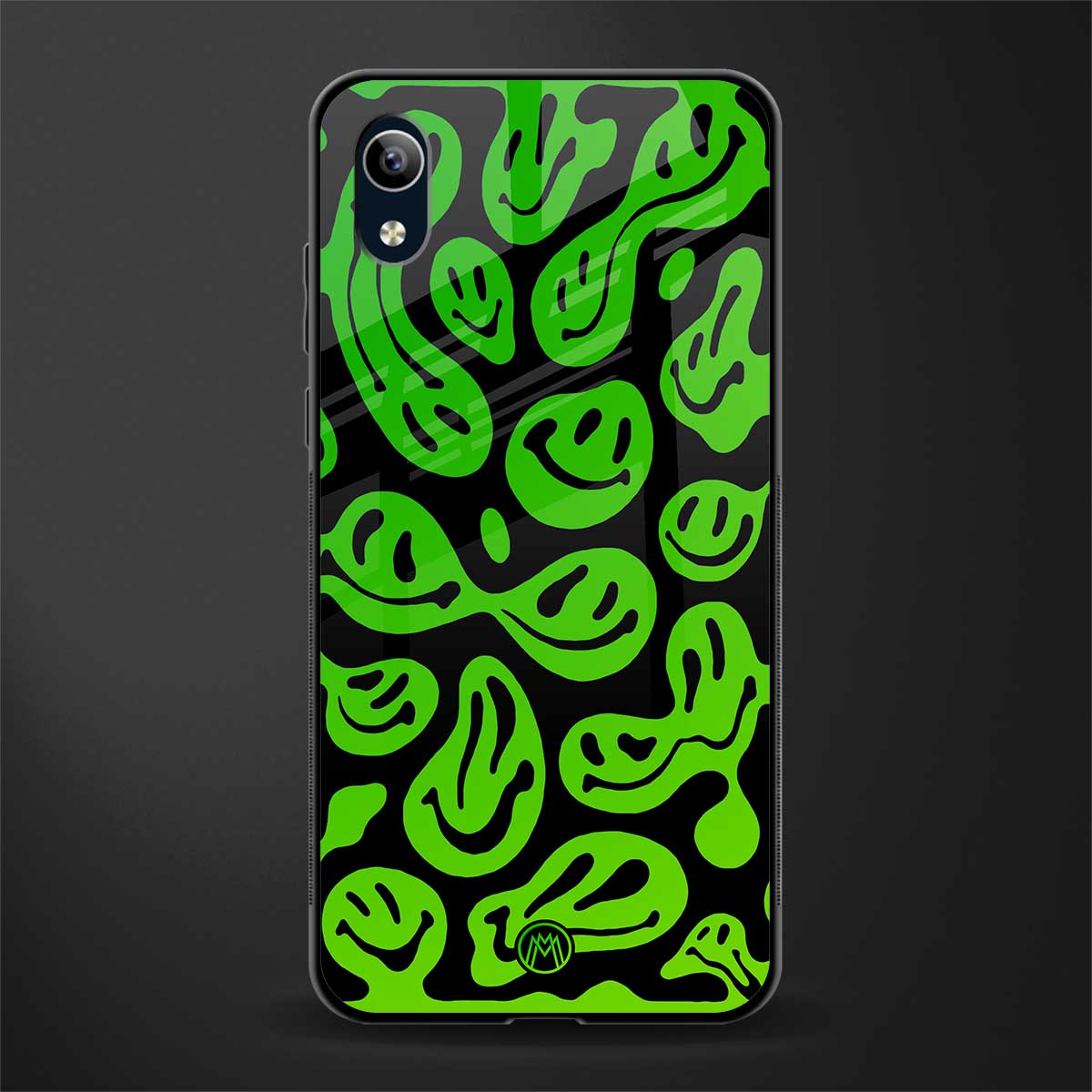 acid smiles neon green glass case for vivo y90 image