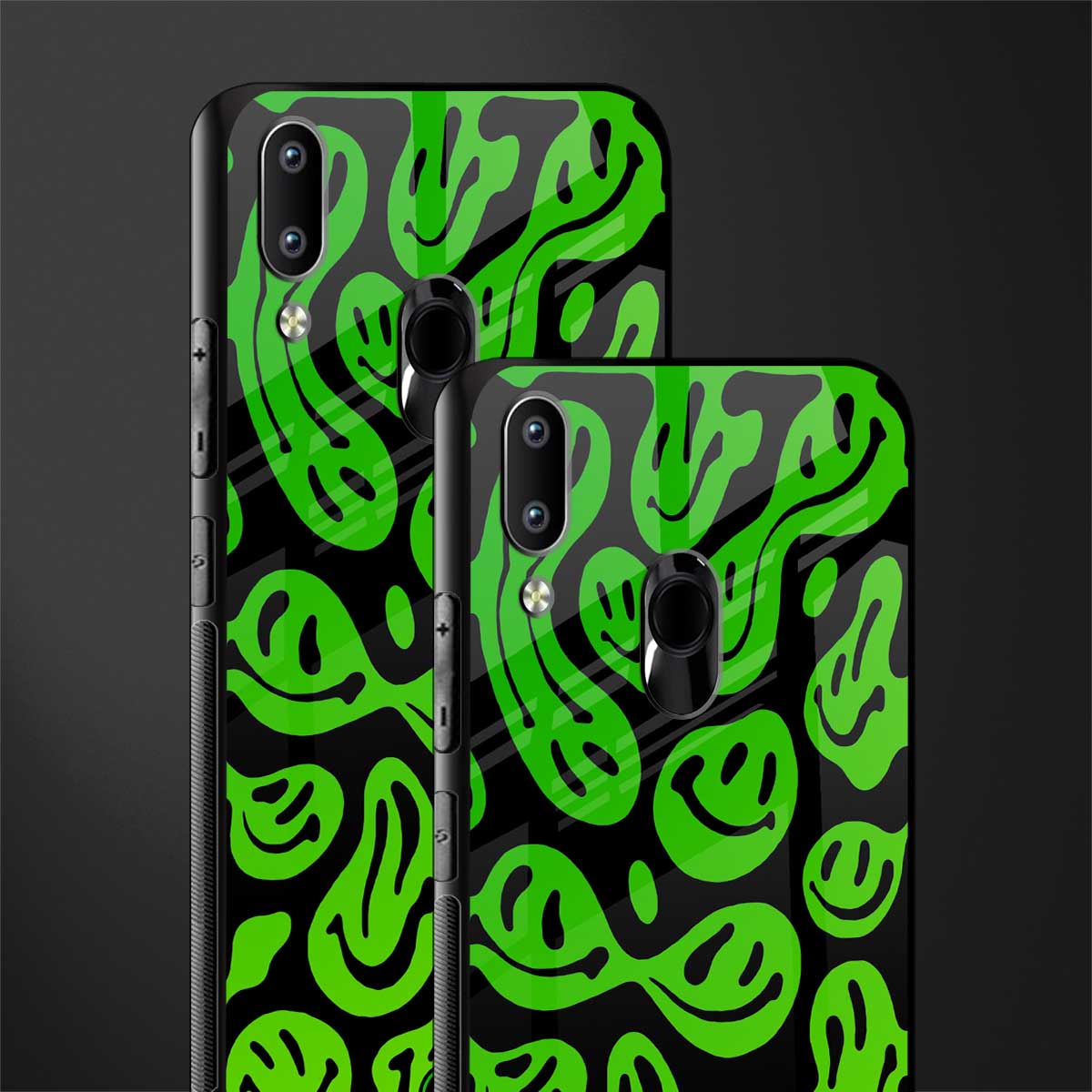 acid smiles neon green glass case for vivo y91 image-2