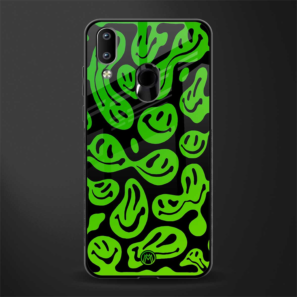 acid smiles neon green glass case for vivo y91 image