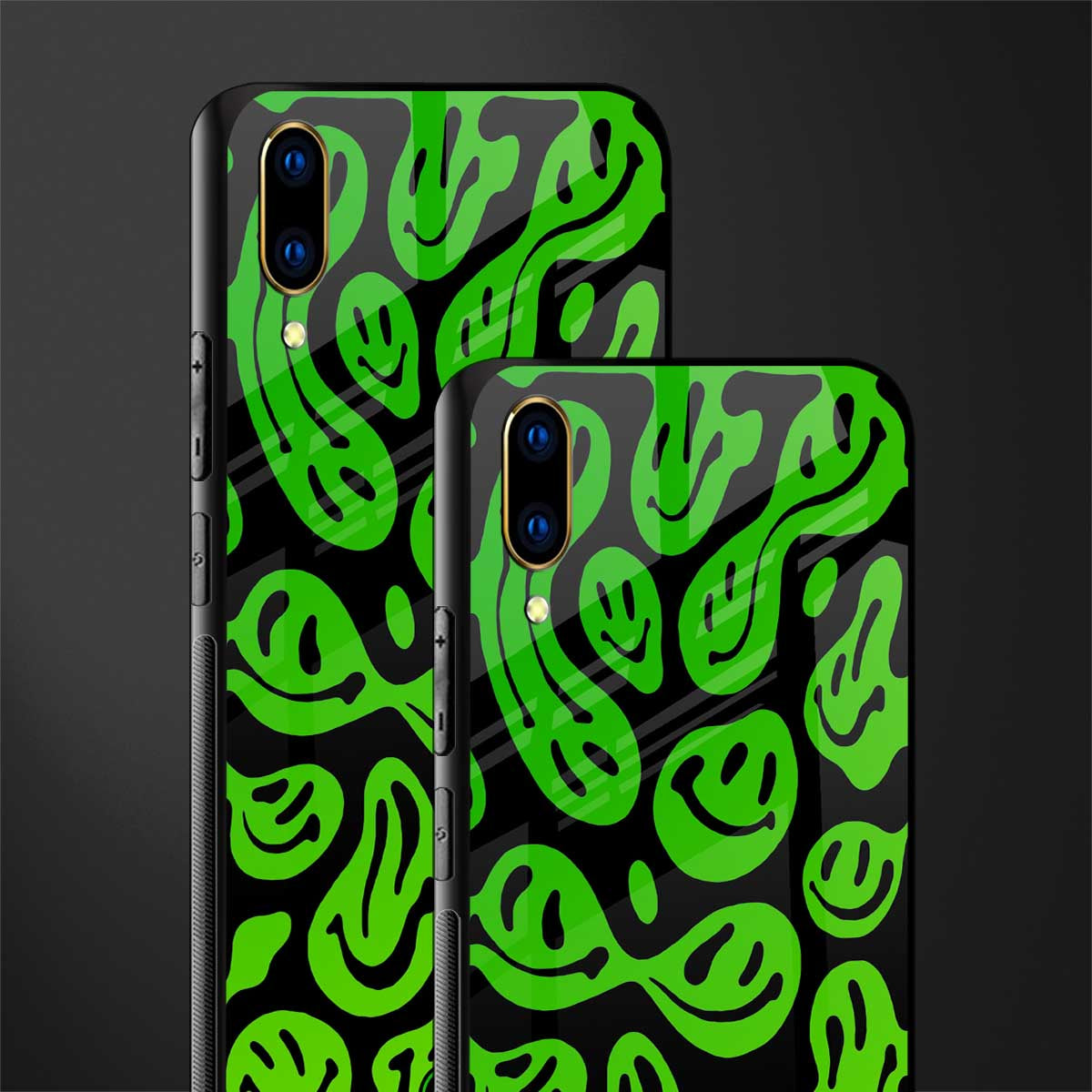 acid smiles neon green glass case for vivo v11 pro image-2