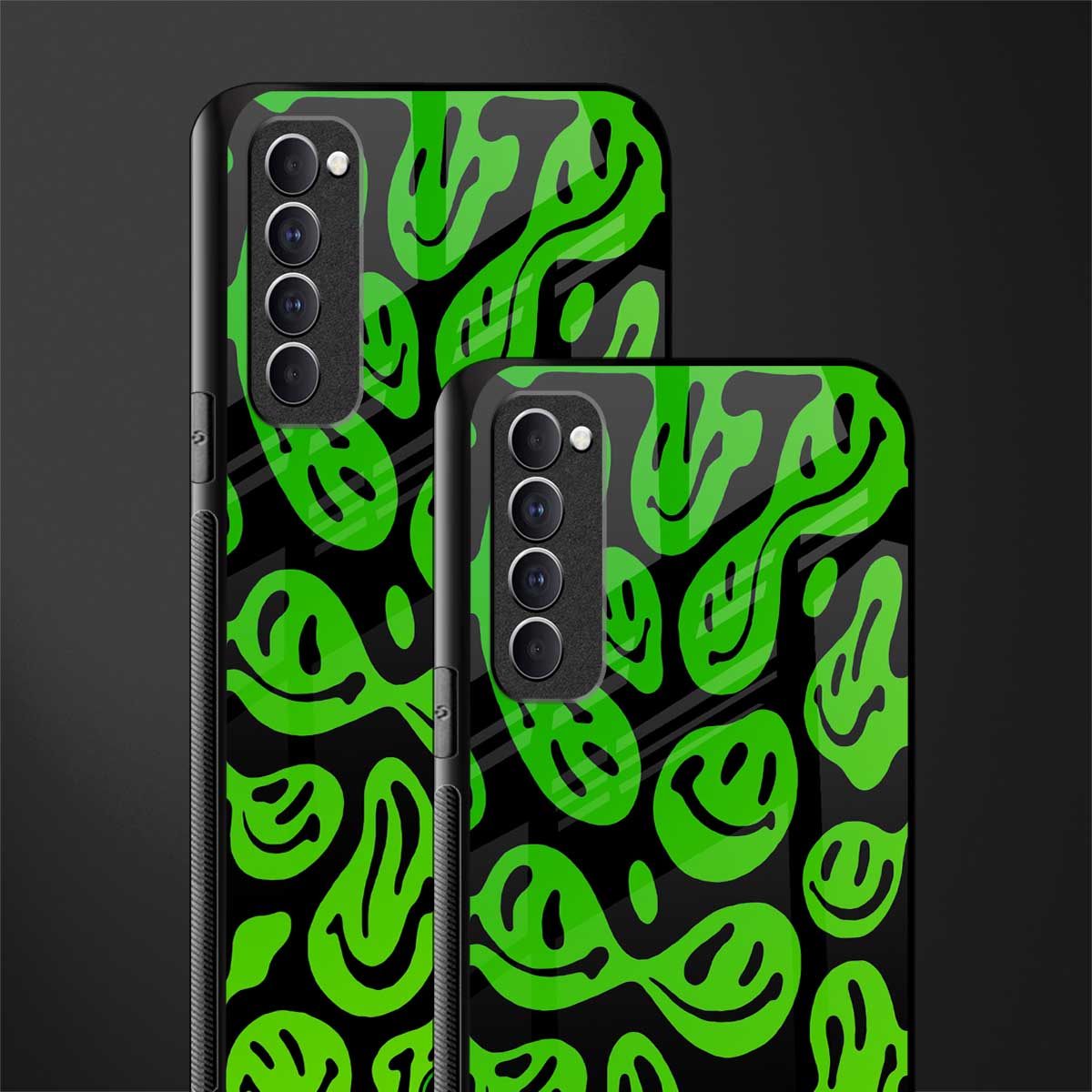 acid smiles neon green glass case for oppo reno 4 pro image-2