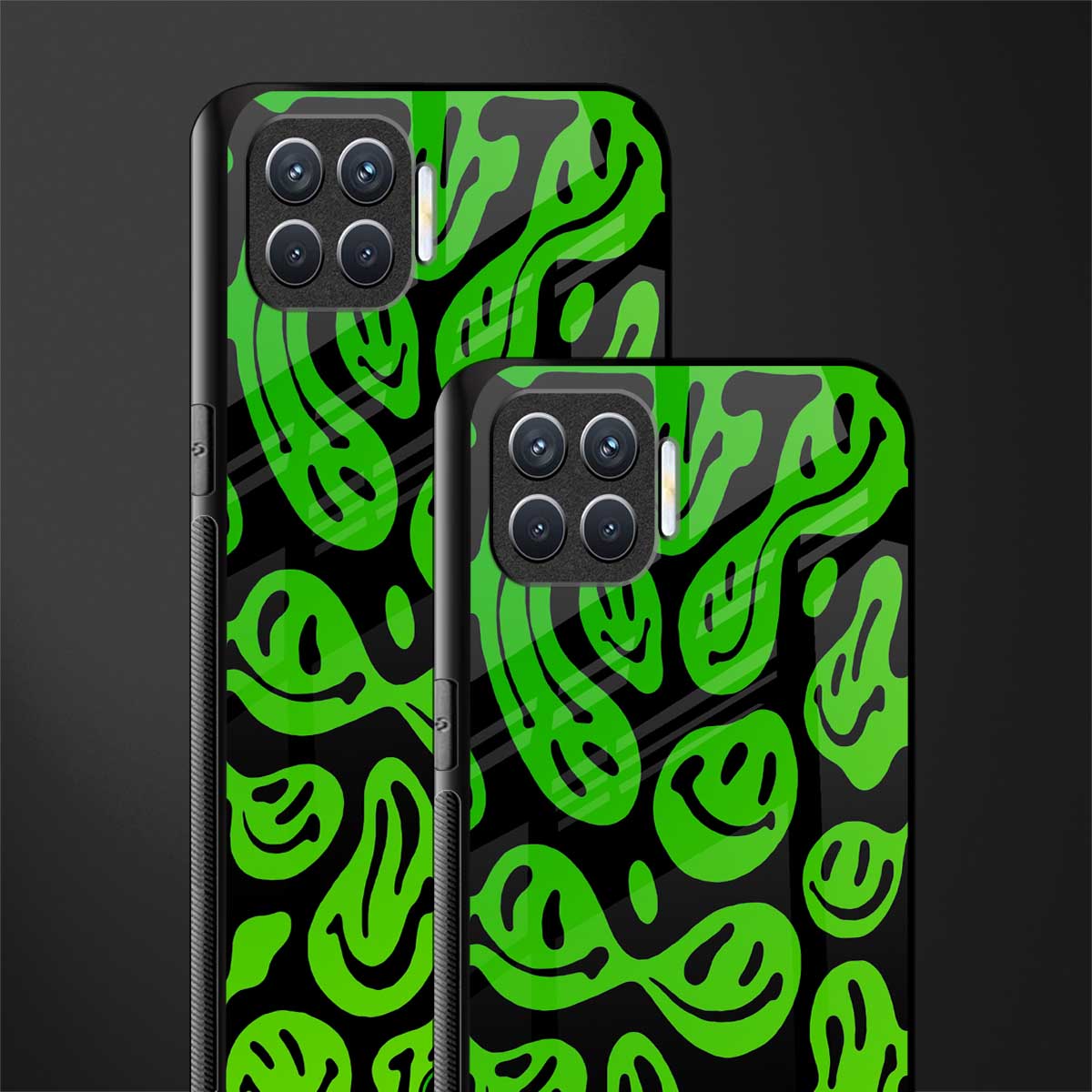acid smiles neon green glass case for oppo f17 image-2