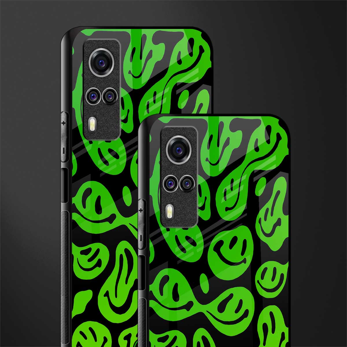 acid smiles neon green glass case for vivo y51 image-2