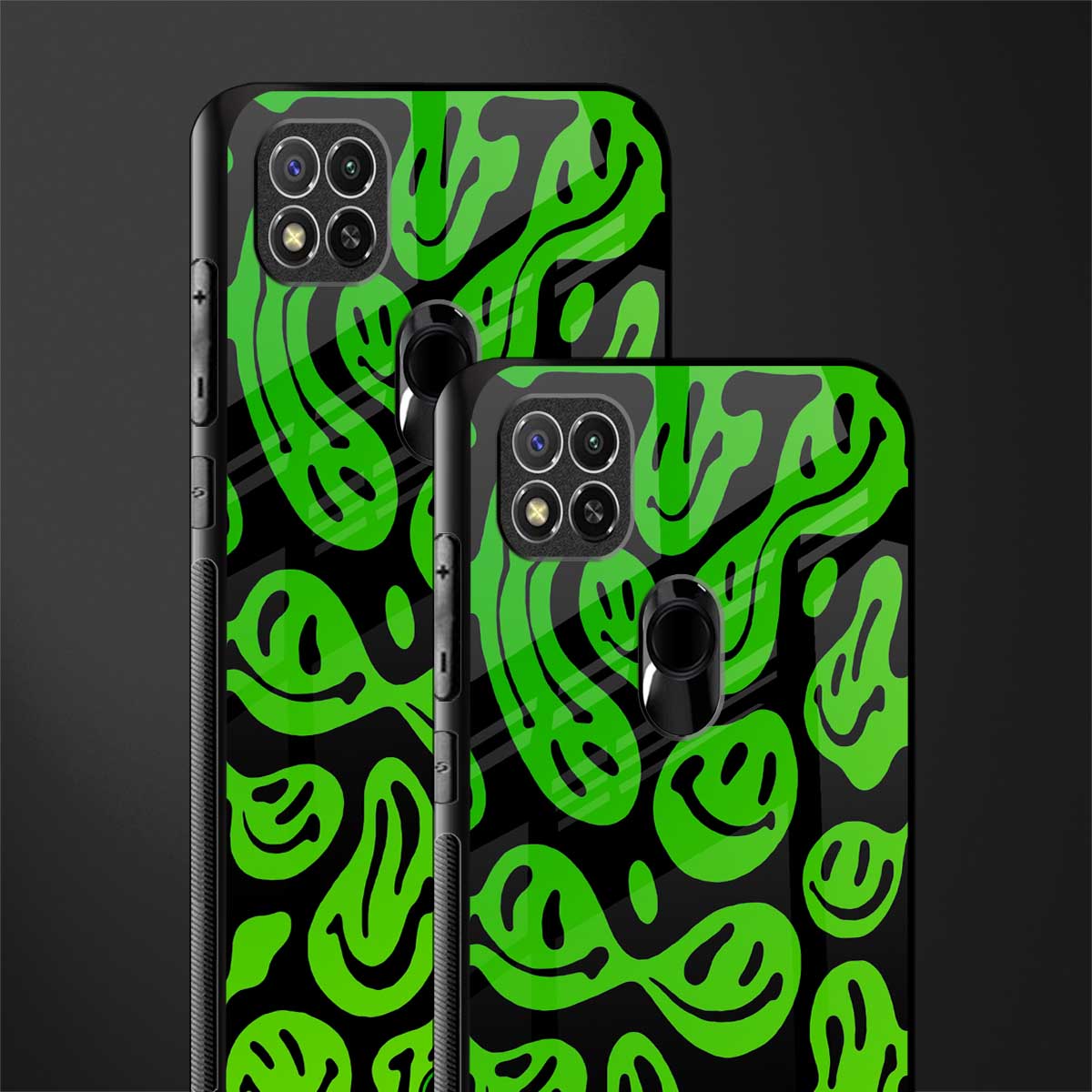acid smiles neon green glass case for redmi 9 image-2