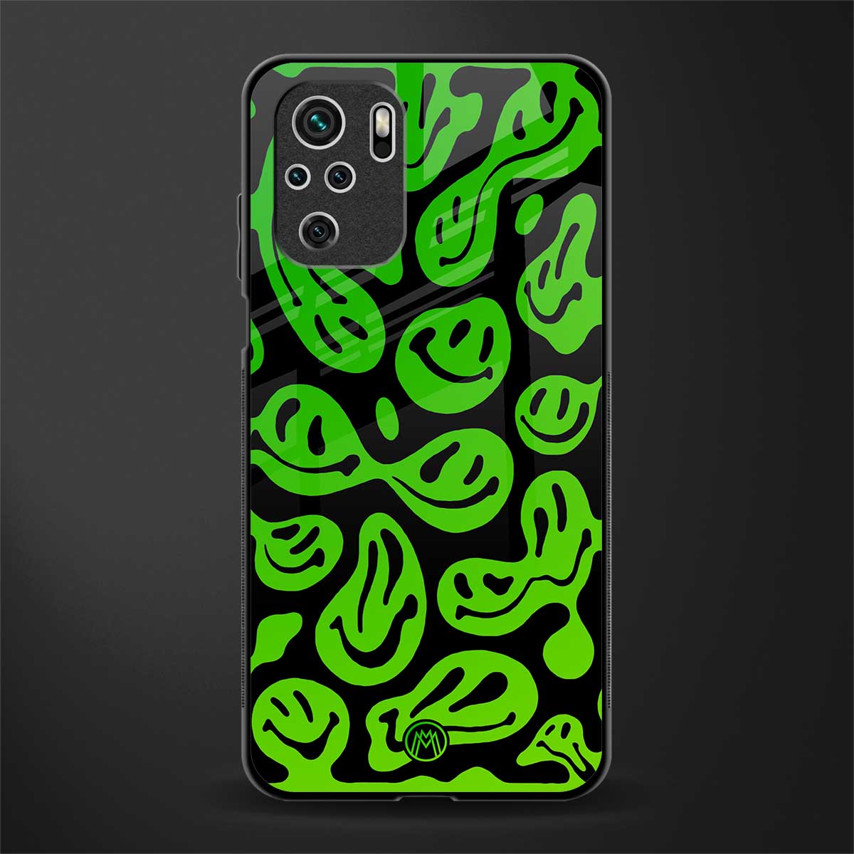 acid smiles neon green glass case for redmi note 10 image