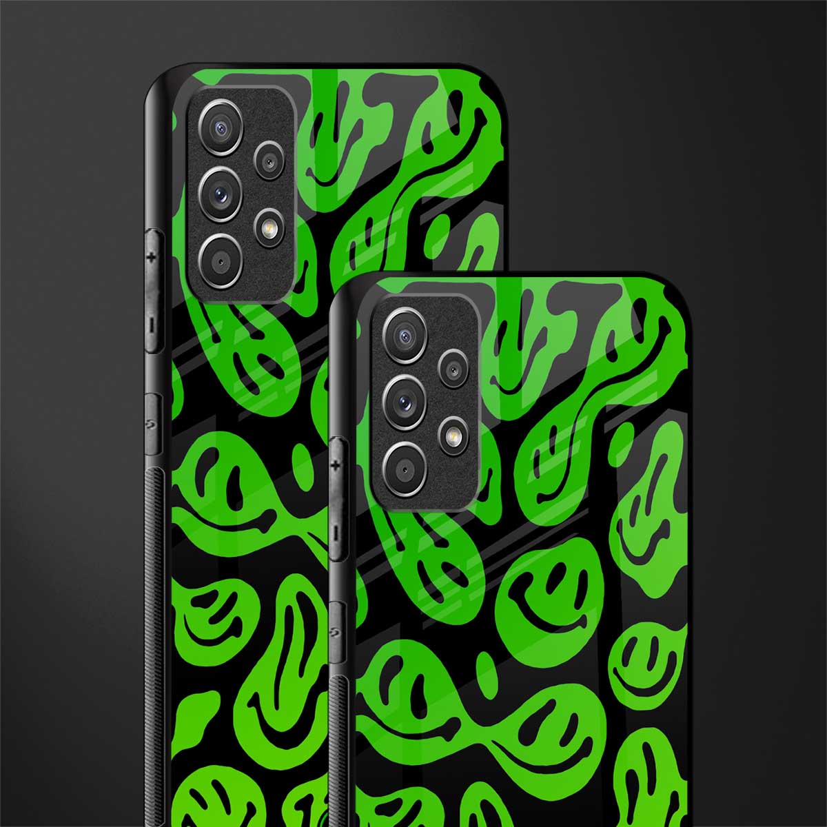 acid smiles neon green glass case for samsung galaxy a72 image-2
