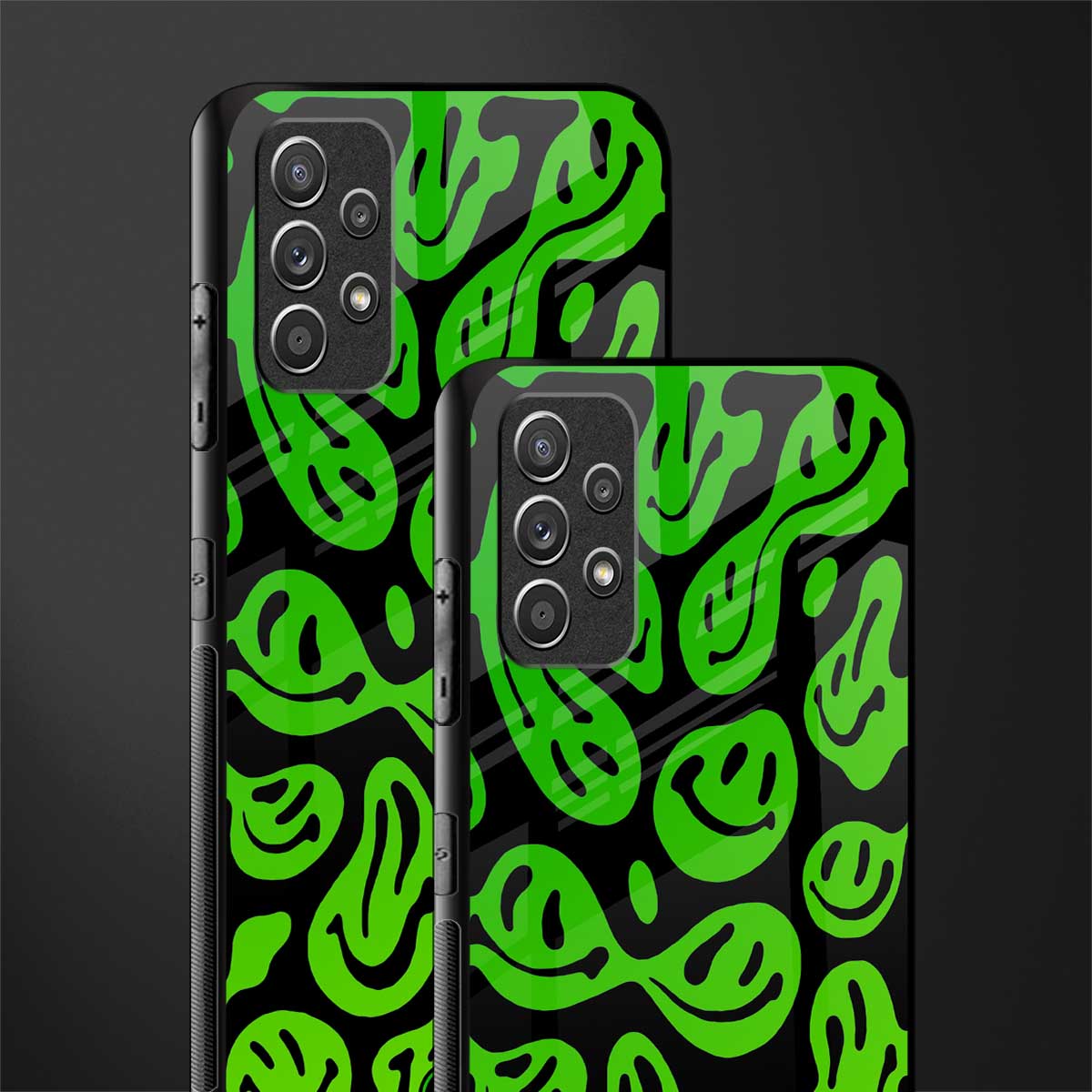 acid smiles neon green glass case for samsung galaxy a32 4g image-2