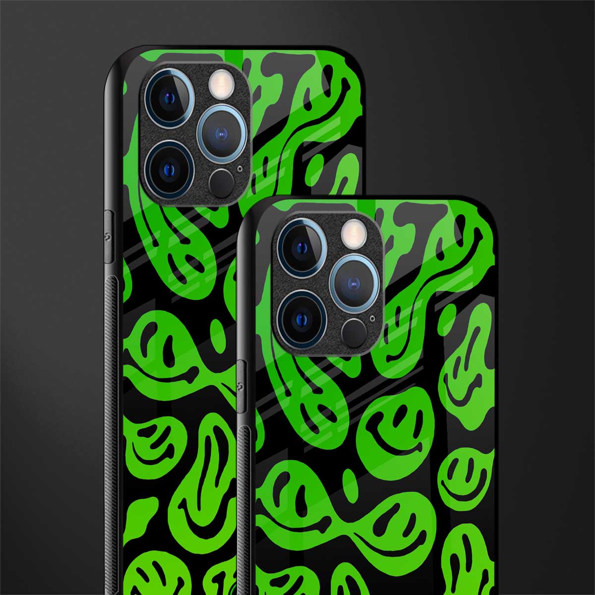acid smiles neon green glass case for iphone 14 pro image-2