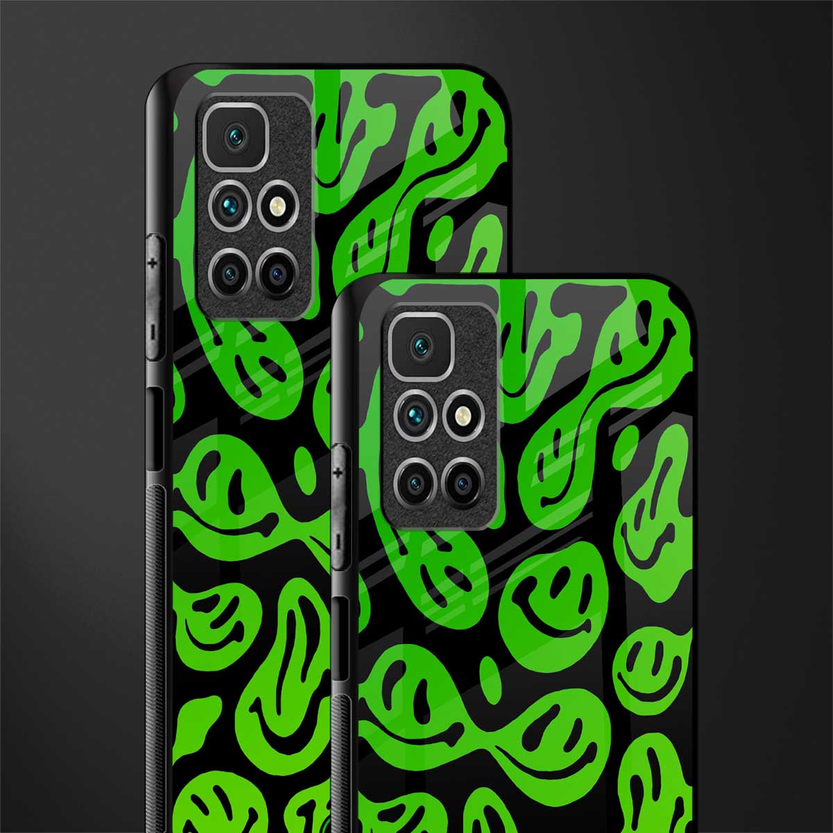acid smiles neon green glass case for redmi 10 prime image-2