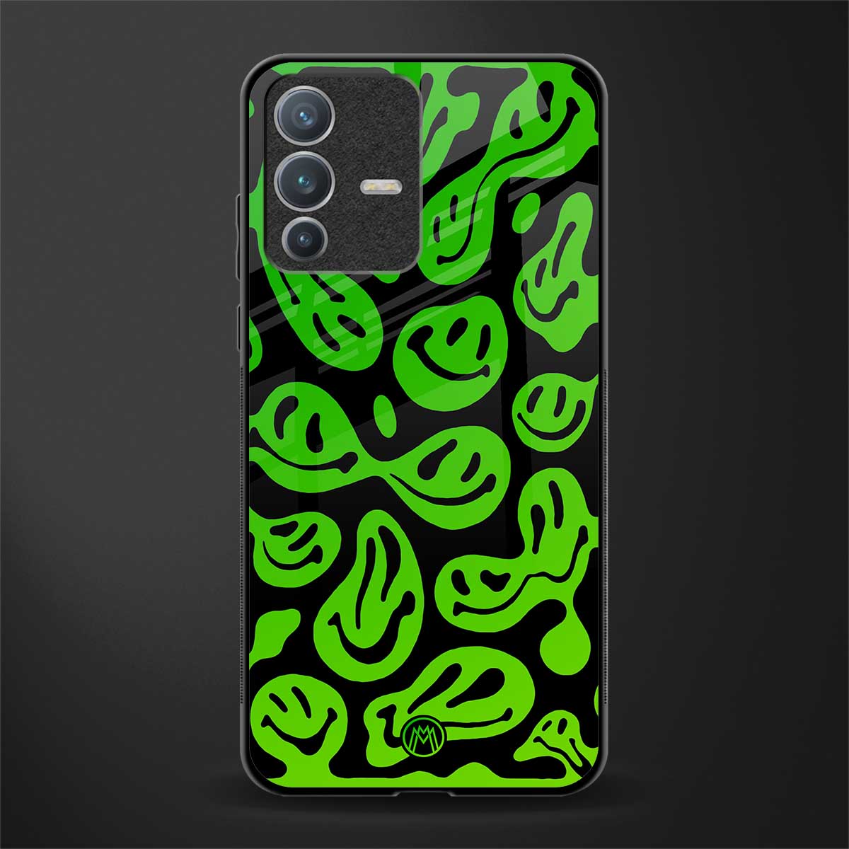 acid smiles neon green glass case for vivo v23 pro 5g image