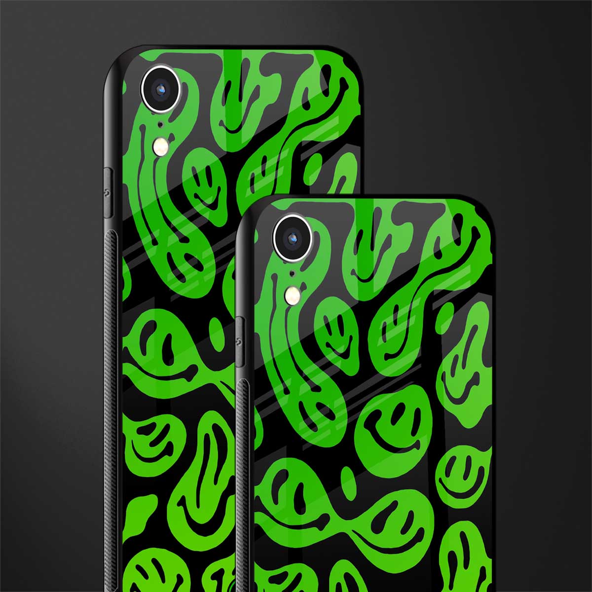 acid smiles neon green glass case for iphone xr image-2