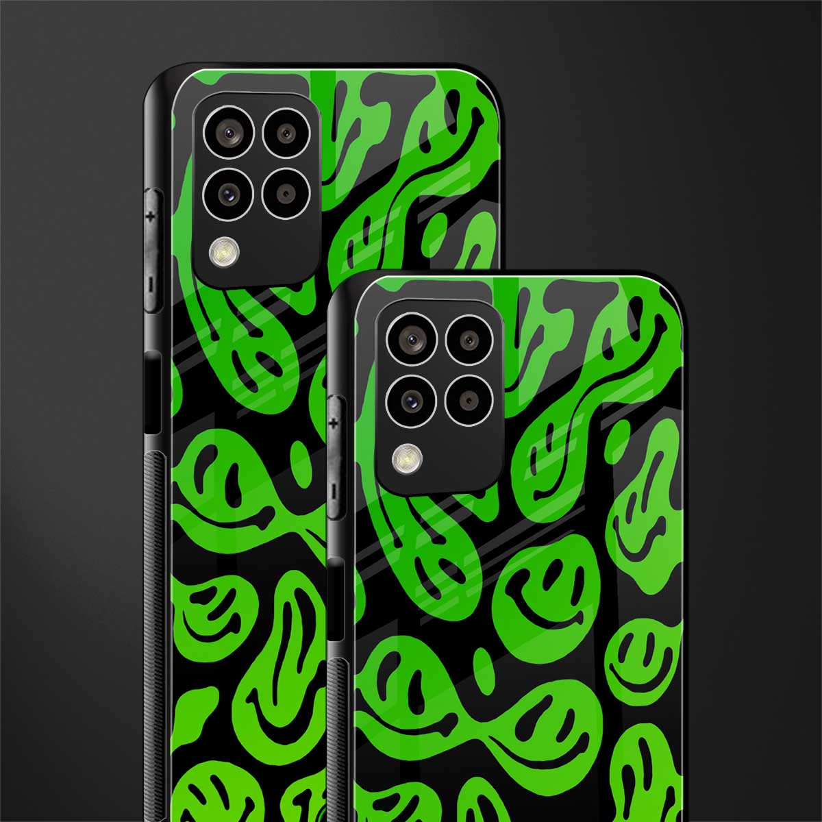 acid smiles neon green back phone cover | glass case for samsung galaxy m33 5g