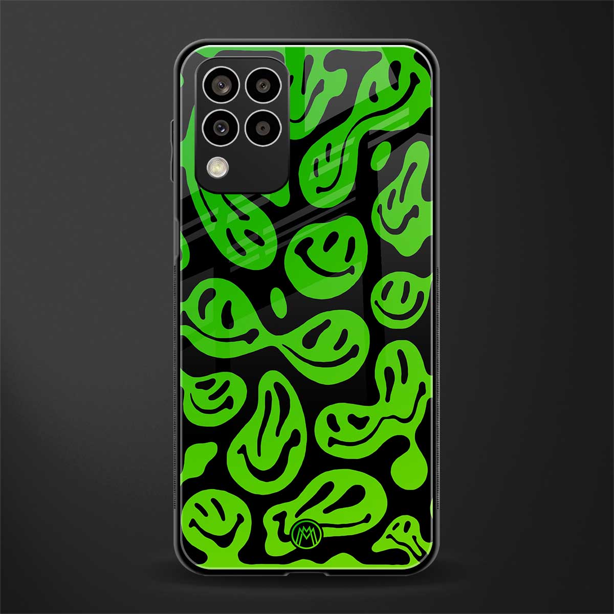 acid smiles neon green back phone cover | glass case for samsung galaxy m33 5g