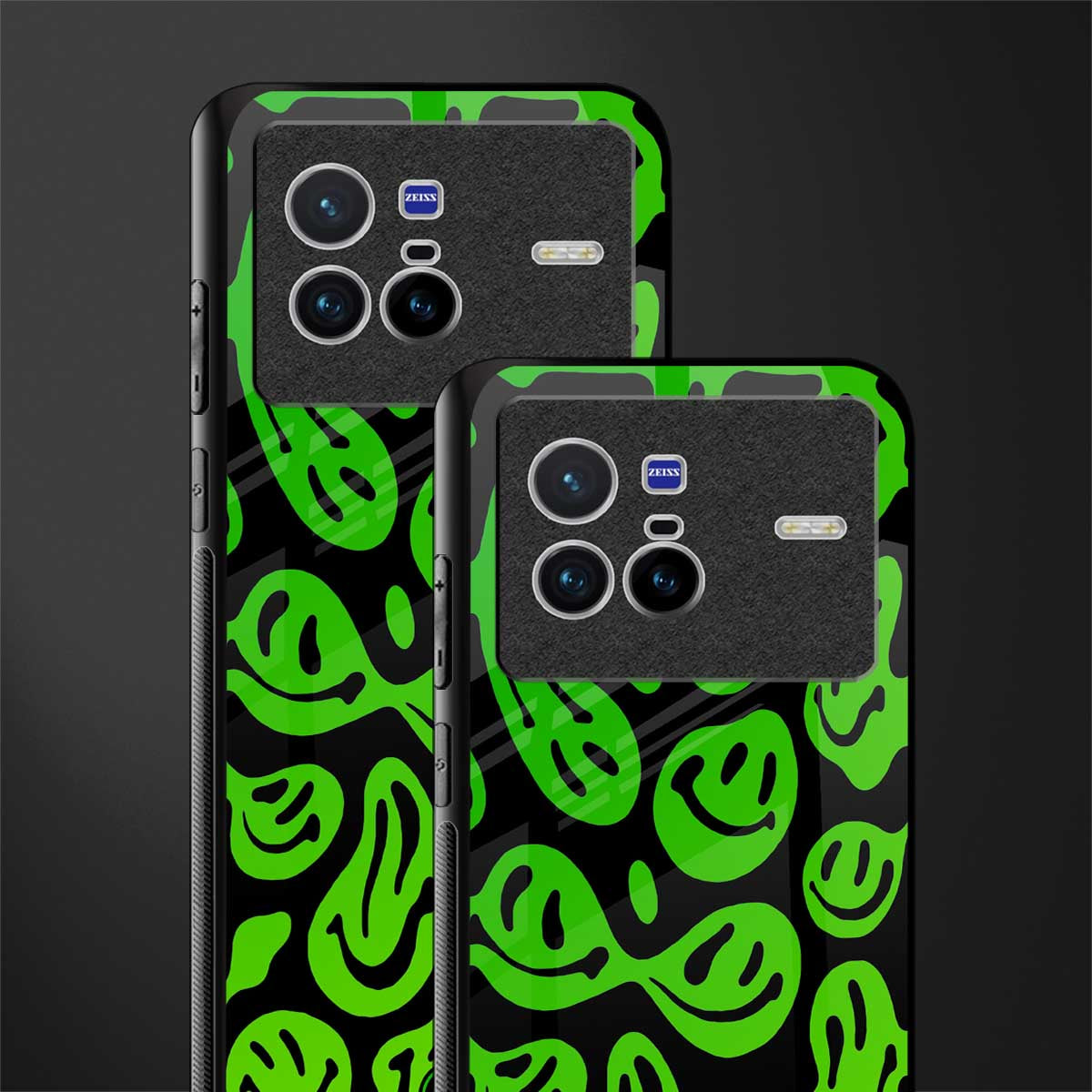 acid smiles neon green glass case for vivo x80 image-2