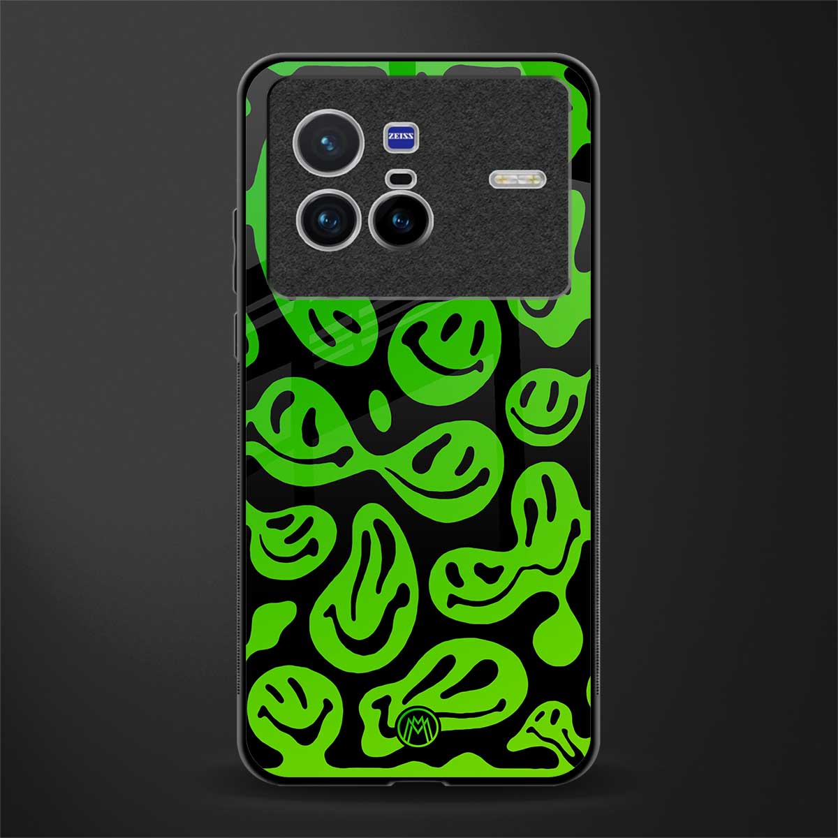 acid smiles neon green glass case for vivo x80 image