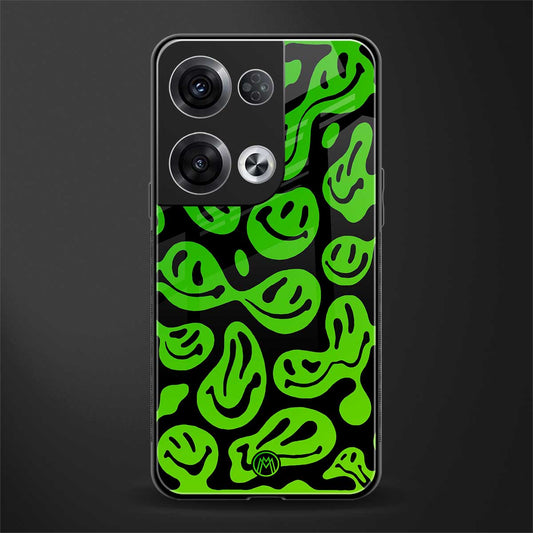 acid smiles neon green back phone cover | glass case for oppo reno 8 pro