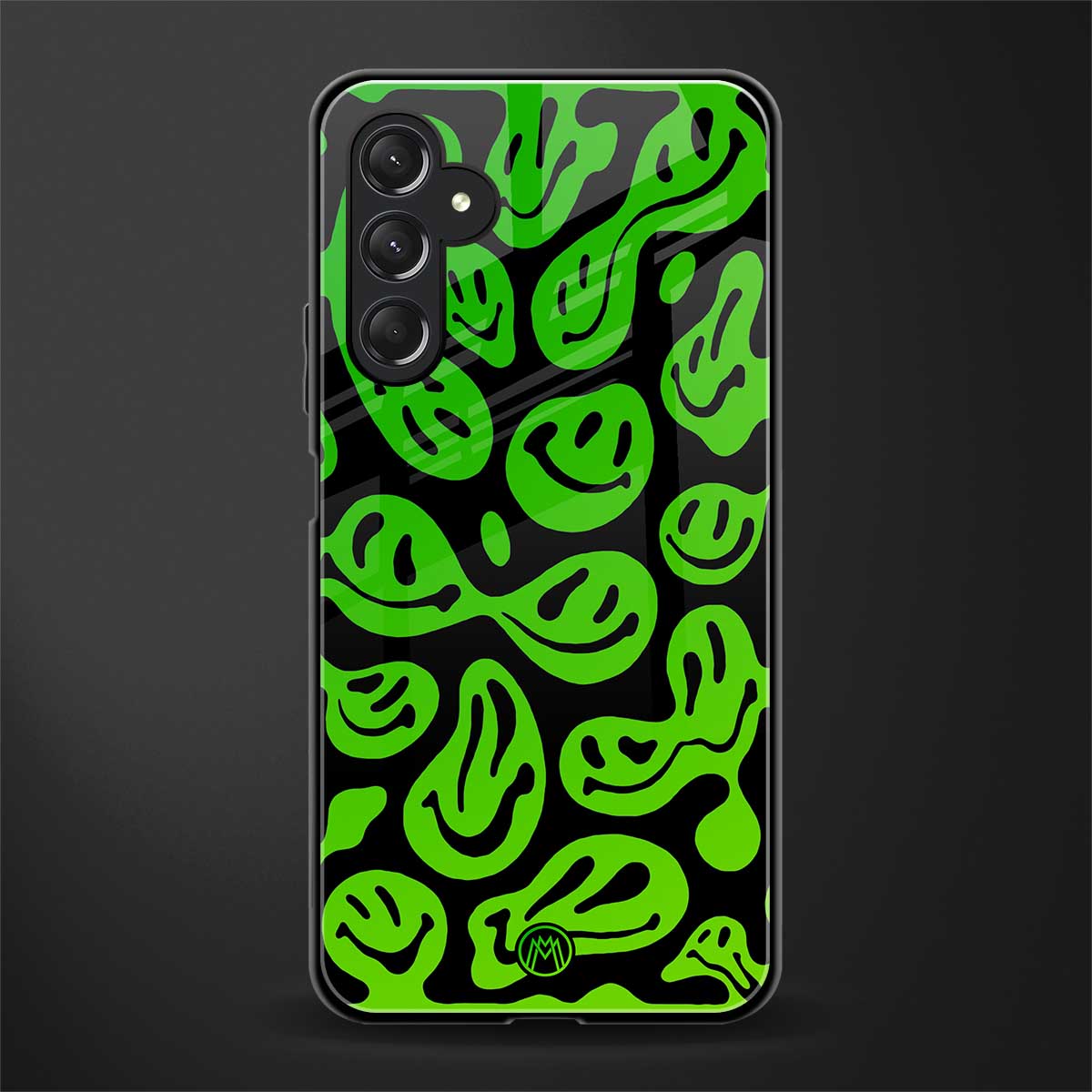 acid smiles neon green back phone cover | glass case for samsun galaxy a24 4g