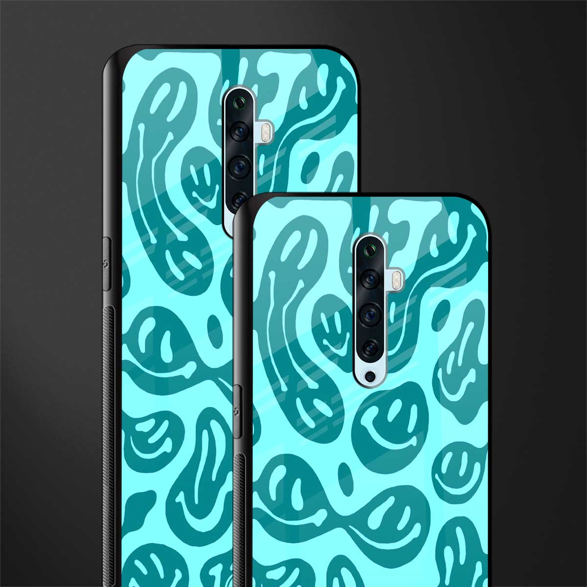 acid smiles turquoise edition glass case for oppo reno 2z image-2