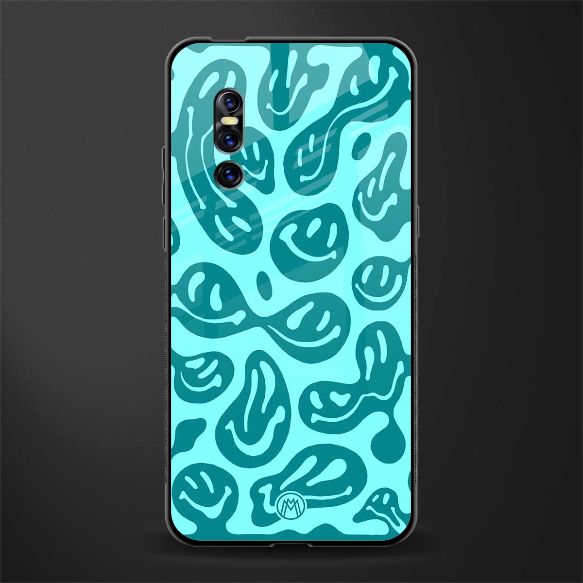 acid smiles turquoise edition glass case for vivo v15 pro image